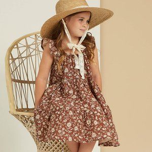 Rylee + Cru Abbie Tiered Maxi Dress in Wild Floral on Redwood, girls size 2/3Y